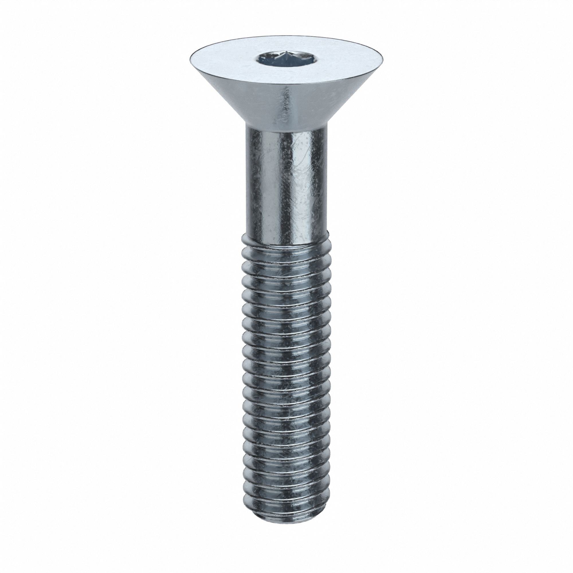 Socket Flat Head Screw: 3/8"-16 Thread Size, 2 in Lg, Flat, Zinc Plated, Alloy Steel, 25 PK