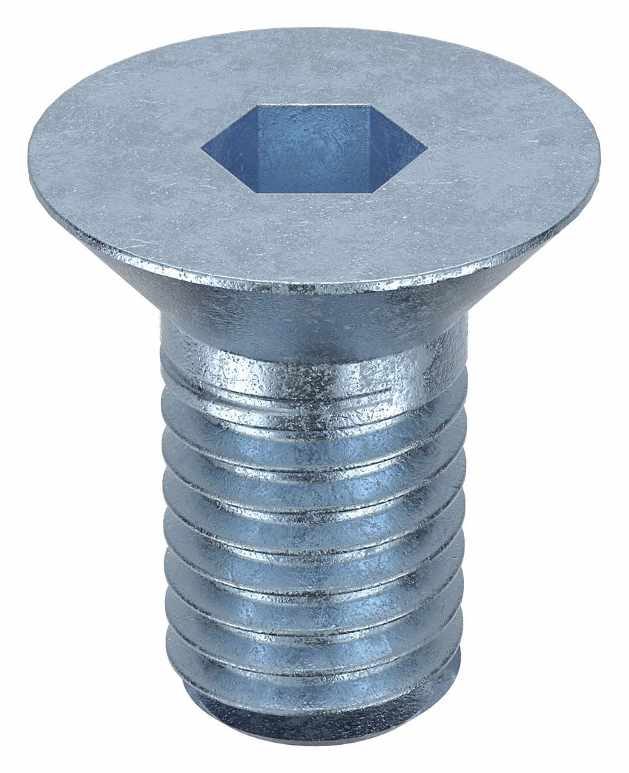 Socket Flat Head Screw: 1/2"-13 Thread Size, 3/4 in Lg, Flat, Zinc Plated, Alloy Steel, 10 PK