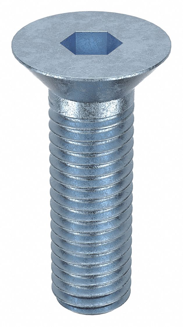 Socket Flat Head Screw: 1/2"-13 Thread Size, 1 1/2 in Lg, Flat, Zinc Plated, Alloy Steel, 10 PK