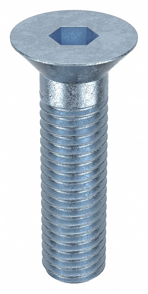 Socket Flat Head Screw: 1/2"-13 Thread Size, 1 3/4 in Lg, Flat, Zinc Plated, Alloy Steel, 10 PK