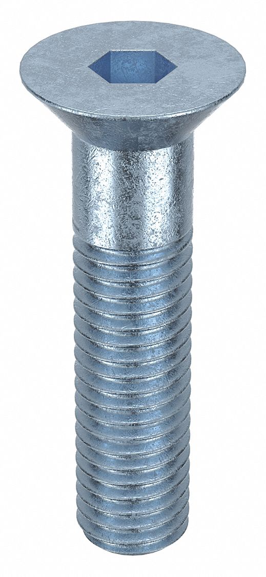 Socket Flat Head Screw: 1/2"-13 Thread Size, 2 in Lg, Flat, Zinc Plated, Alloy Steel, 10 PK