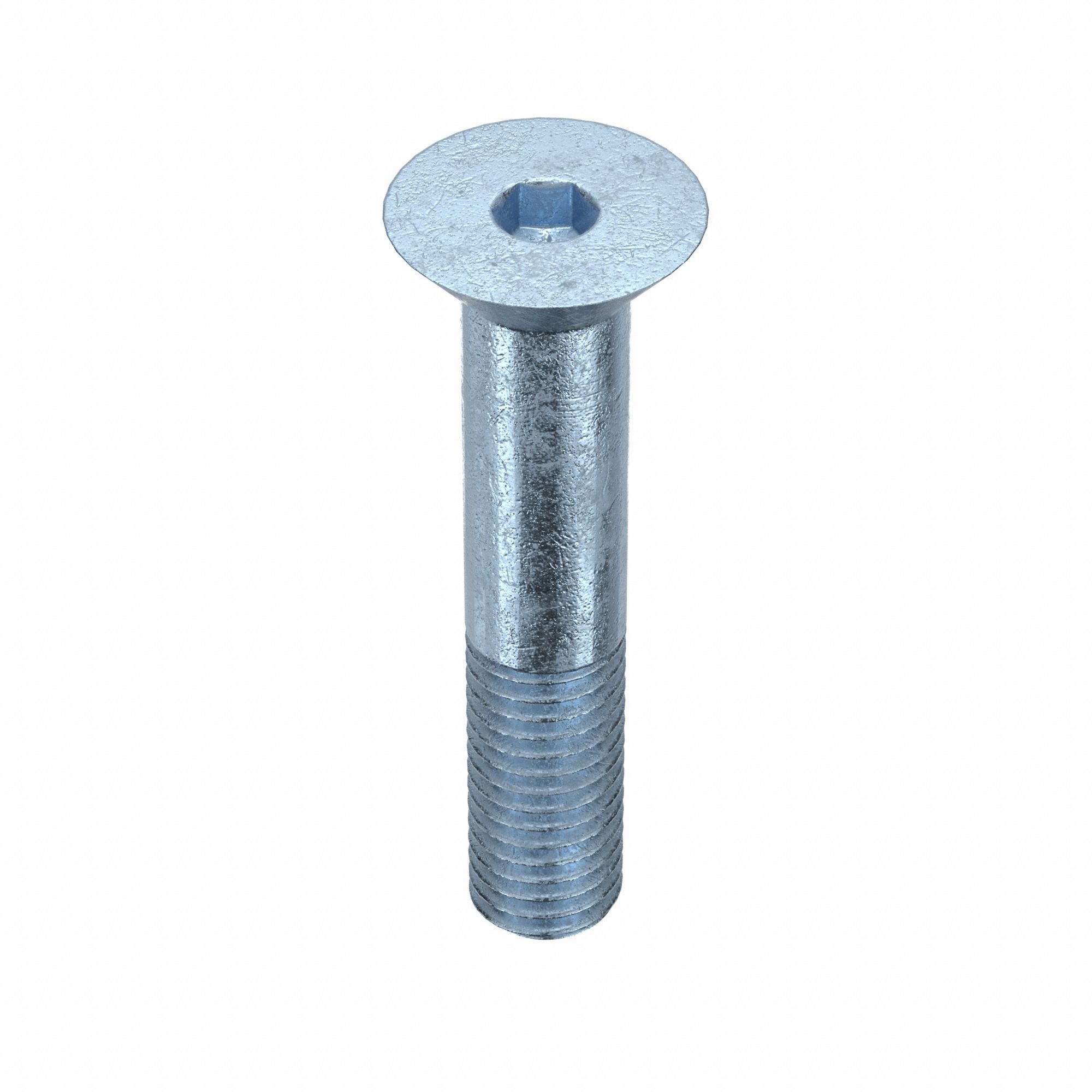 Socket Flat Head Screw: 1/2"-13 Thread Size, 2 1/2 in Lg, Flat, Zinc Plated, Alloy Steel, 10 PK