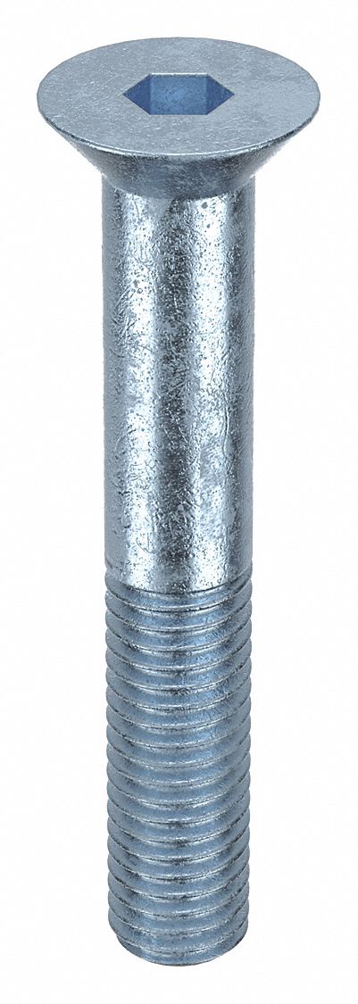Socket Flat Head Screw: 1/2"-13 Thread Size, 3 in Lg, Flat, Zinc Plated, Alloy Steel, 5 PK