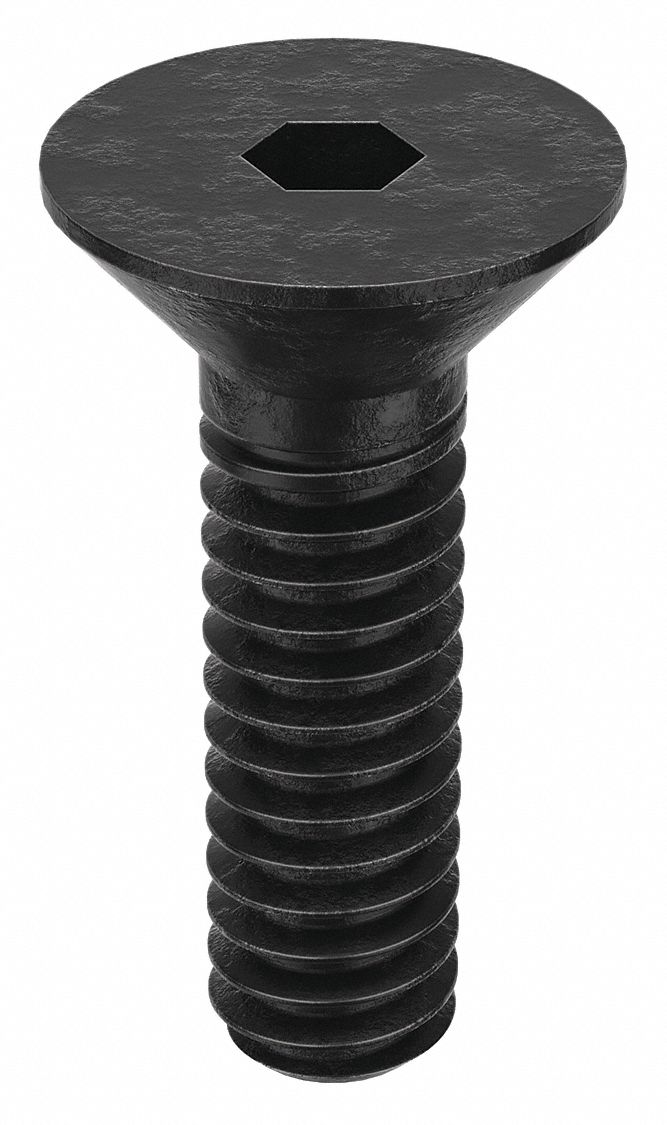 Socket Flat Head Screw: #0-80 Thread Size, 3/16 in Lg, Flat, Black Oxide, Alloy Steel, 100 PK