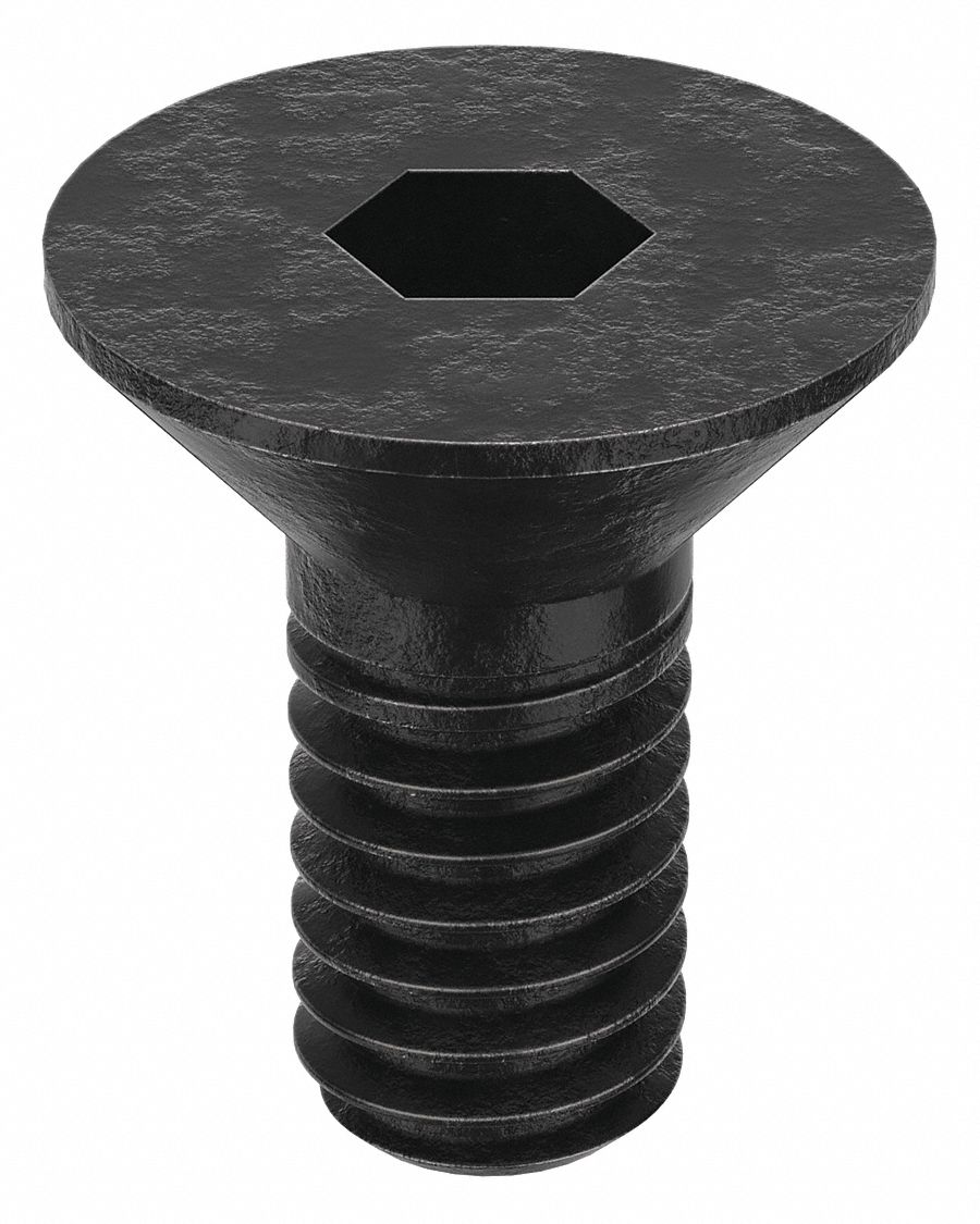 Socket Flat Head Screw: #1-72 Thread Size, 1/8 in Lg, Flat, Black Oxide, Alloy Steel, 100 PK
