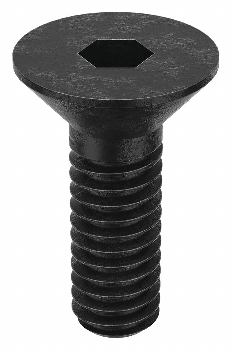 Socket Flat Head Screw: #1-72 Thread Size, 3/16 in Lg, Flat, Black Oxide, Alloy Steel, 100 PK