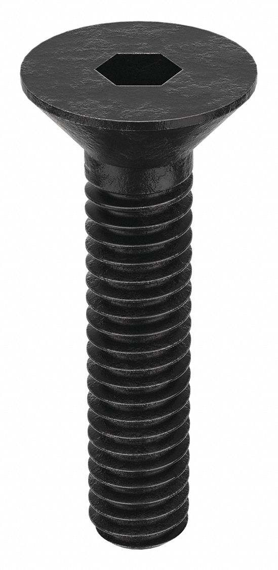 Socket Flat Head Screw: #1-72 Thread Size, 5/16 in Lg, Flat, Black Oxide, Alloy Steel, 100 PK