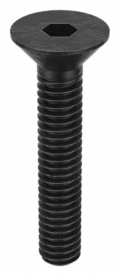 Socket Flat Head Screw: #1-72 Thread Size, 3/8 in Lg, Flat, Black Oxide, Alloy Steel, 100 PK