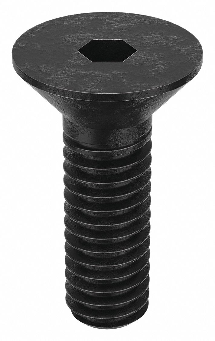 Socket Flat Head Screw: #6-40 Thread Size, 3/8 in Lg, Flat, Black Oxide, Alloy Steel, 100 PK