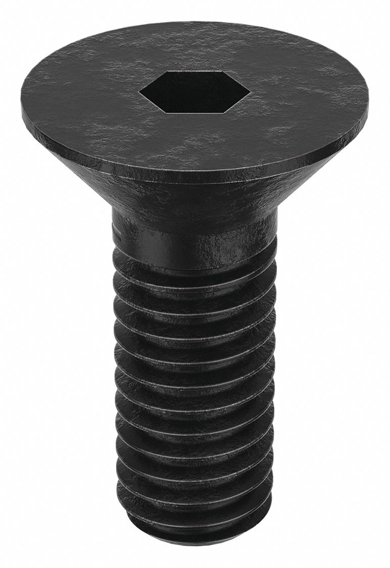 Socket Flat Head Screw: #8-36 Thread Size, 3/8 in Lg, Flat, Black Oxide, Alloy Steel, 100 PK