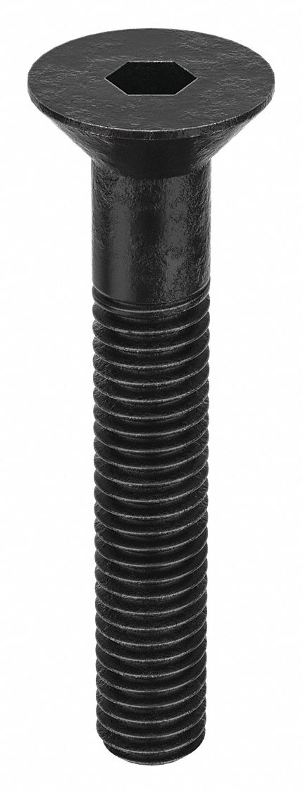 Socket Flat Head Screw: #10-32 Thread Size, 1 1/8 in Lg, Flat, Black Oxide, Alloy Steel, 100 PK