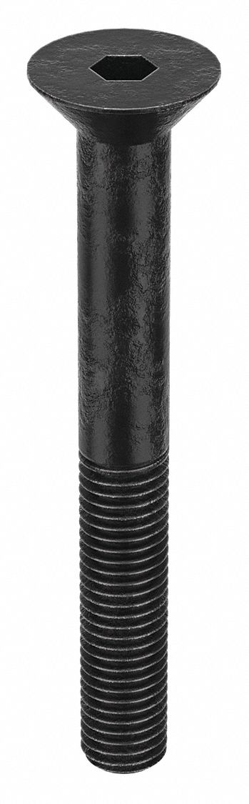Socket Flat Head Screw: 1/4"-28 Thread Size, 2 in Lg, Flat, Black Oxide, Alloy Steel, 50 PK