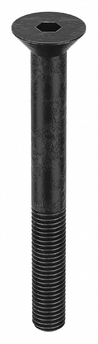 Socket Flat Head Screw: 1/4"-28 Thread Size, 2 1/4 in Lg, Flat, Black Oxide, Alloy Steel, 50 PK