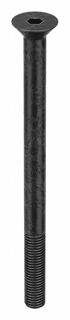 Socket Flat Head Screw: 1/4"-28 Thread Size, 3 1/2 in Lg, Flat, Black Oxide, Alloy Steel, 25 PK