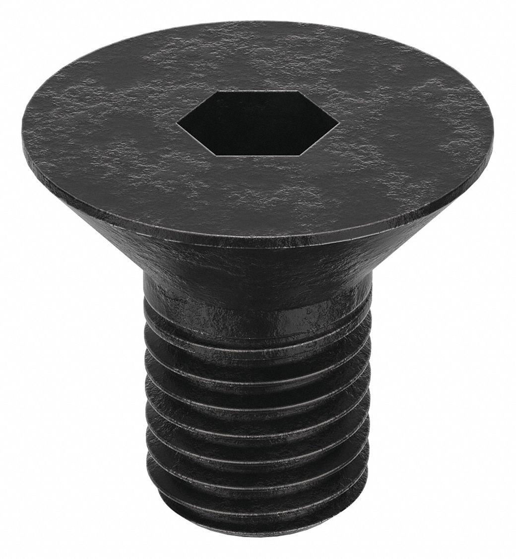 Socket Flat Head Screw: 5/16"-24 Thread Size, 3/8 in Lg, Flat, Black Oxide, Alloy Steel, 100 PK
