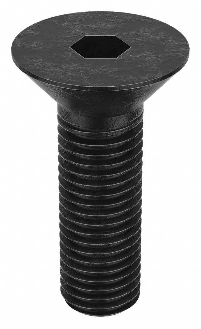 Socket Flat Head Screw: 5/16"-24 Thread Size, 7/8 in Lg, Flat, Black Oxide, Alloy Steel, 100 PK