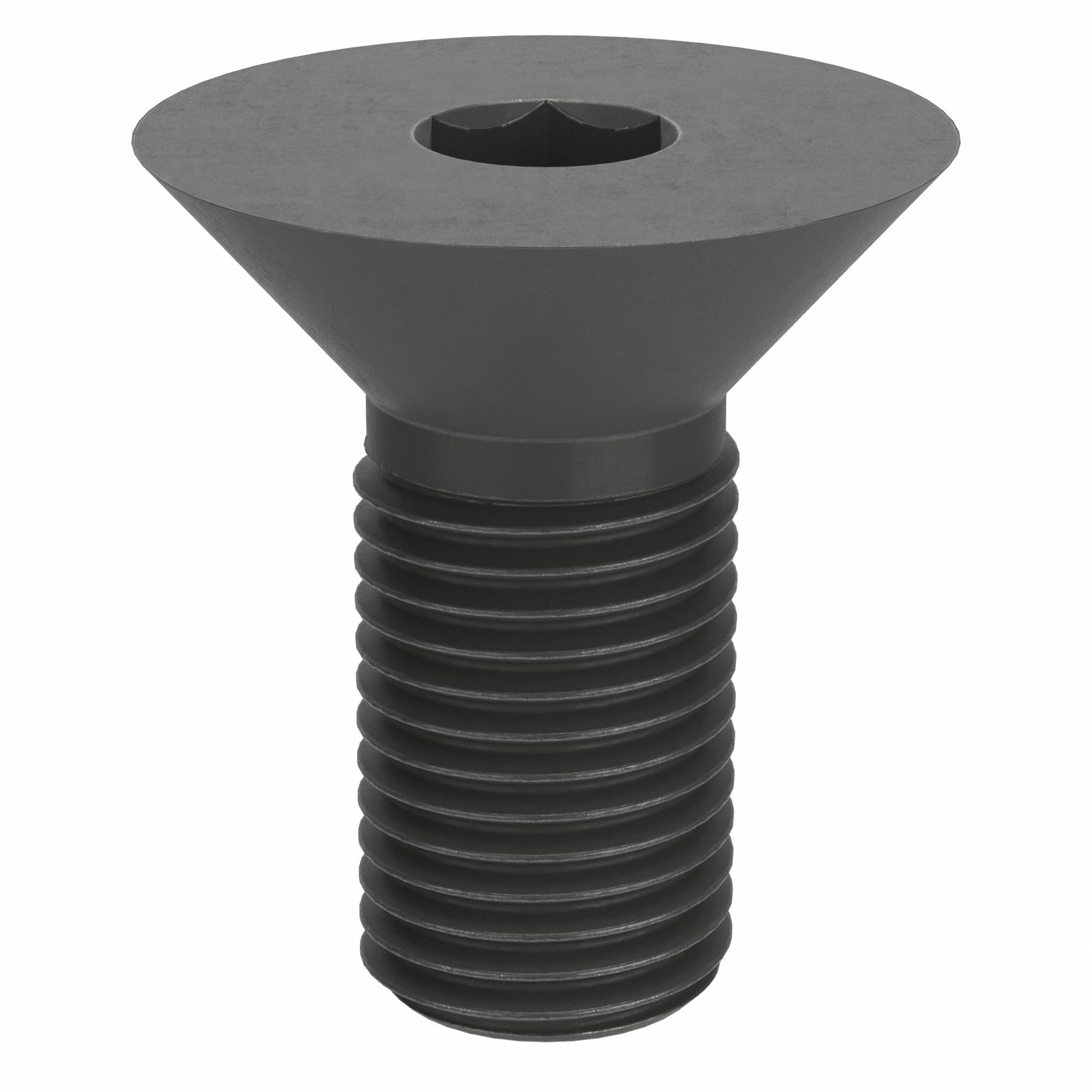 Socket Flat Head Screw: 3/8"-24 Thread Size, 7/8 in Lg, Flat, Black Oxide, Alloy Steel, 50 PK