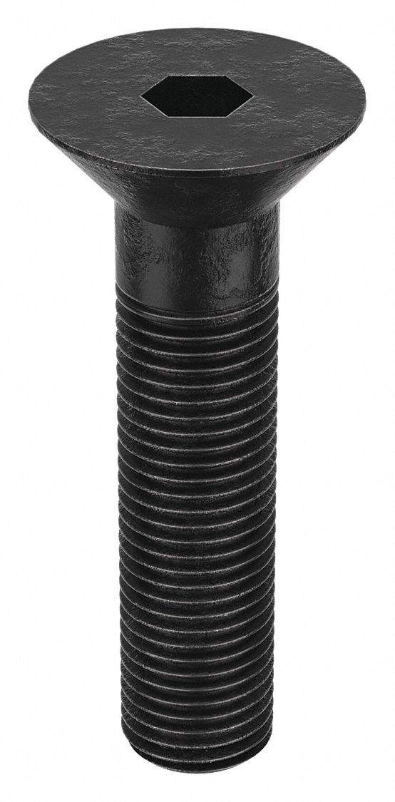 Socket Flat Head Screw: 3/8"-24 Thread Size, 1 1/2 in Lg, Flat, Black Oxide, Alloy Steel, 25 PK
