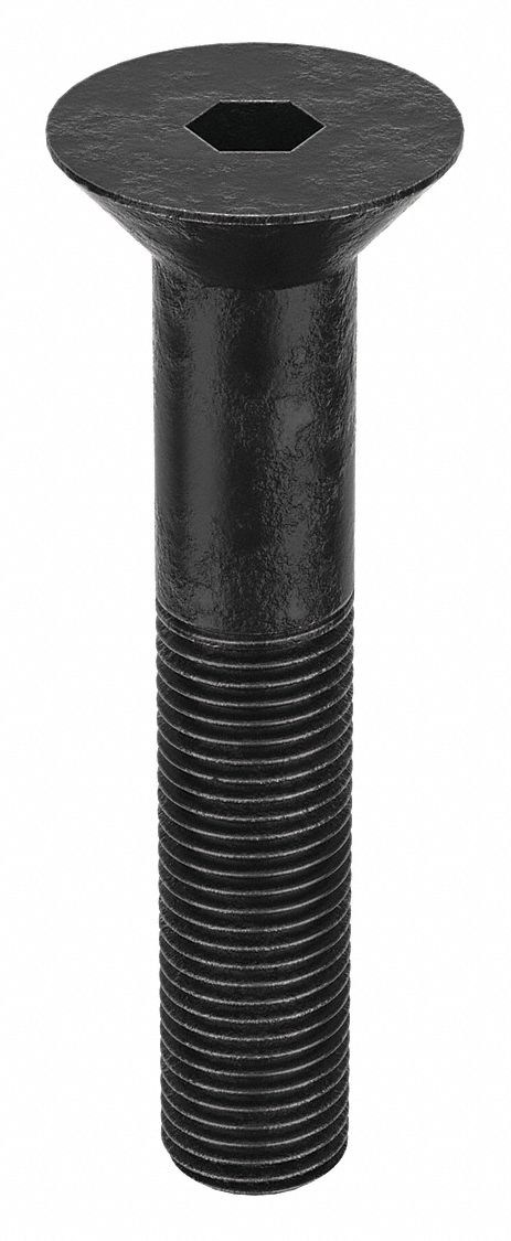 Socket Flat Head Screw: 3/8"-24 Thread Size, 2 in Lg, Flat, Black Oxide, Alloy Steel, 25 PK
