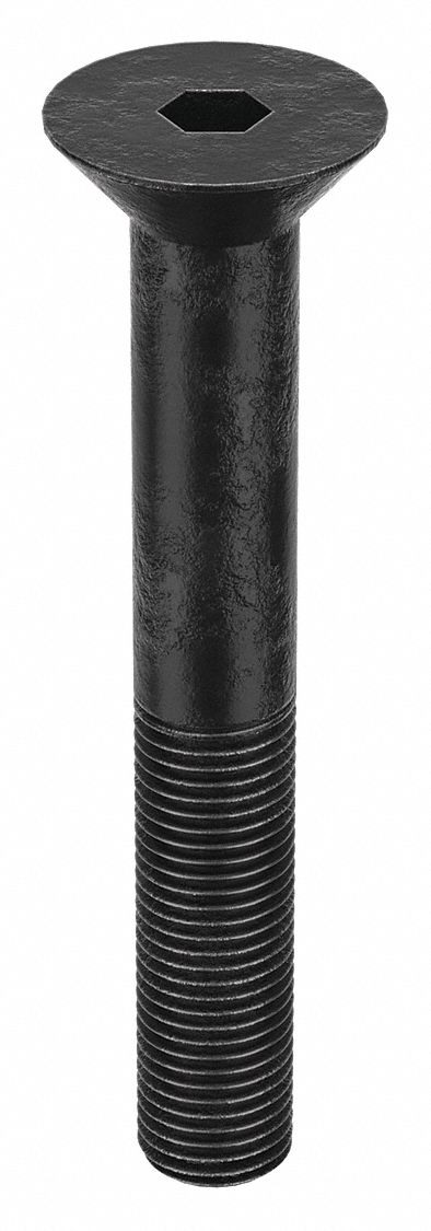 Socket Flat Head Screw: 3/8"-24 Thread Size, 2 1/2 in Lg, Flat, Black Oxide, Alloy Steel, 25 PK