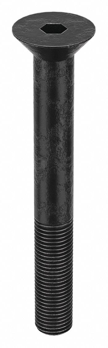Socket Flat Head Screw: 3/8"-24 Thread Size, 3 in Lg, Flat, Black Oxide, Alloy Steel, 10 PK