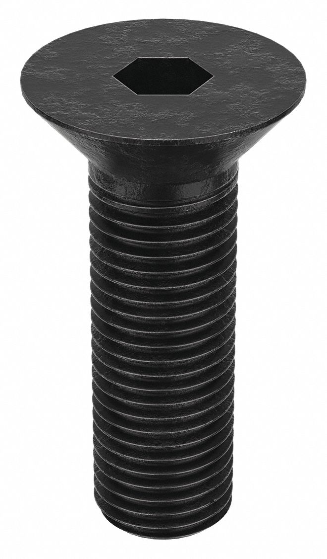 Socket Flat Head Screw: 7/16"-20 Thread Size, 1 1/4 in Lg, Flat, Black Oxide, Alloy Steel, 25 PK