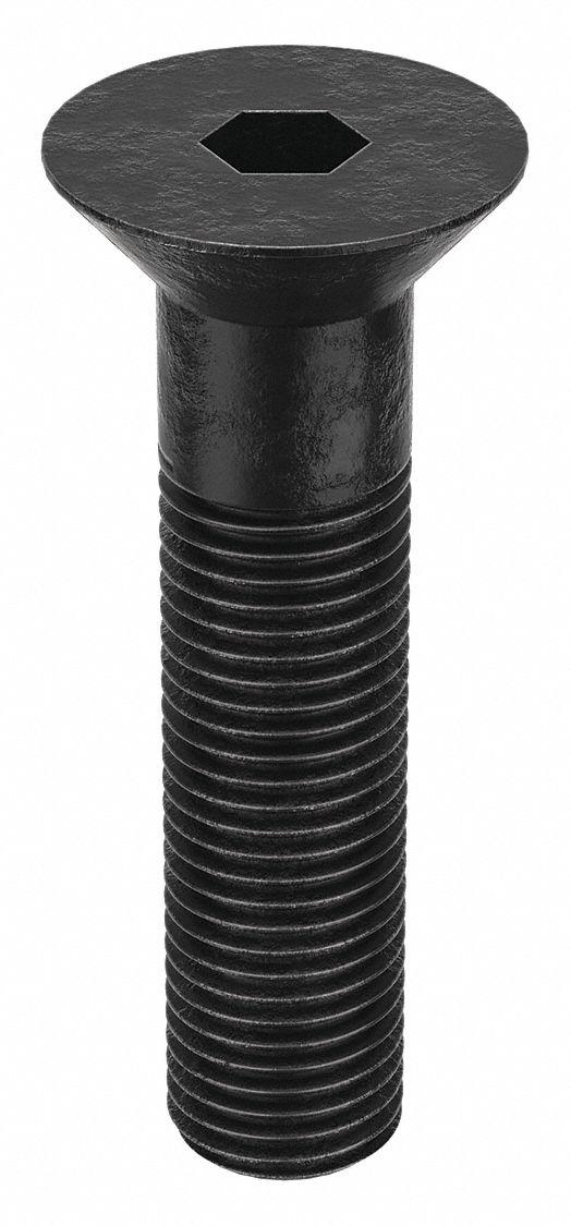 Socket Flat Head Screw: 7/16"-20 Thread Size, 1 3/4 in Lg, Flat, Black Oxide, Alloy Steel, 10 PK