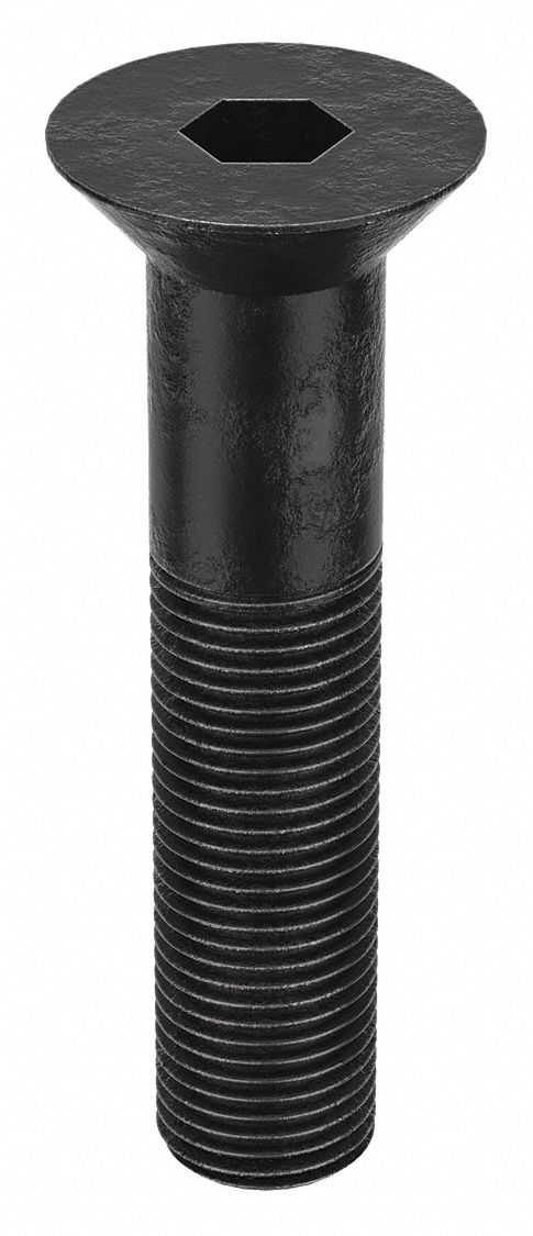 Socket Flat Head Screw: 1/2"-20 Thread Size, 2 1/4 in Lg, Flat, Black Oxide, Alloy Steel, 10 PK