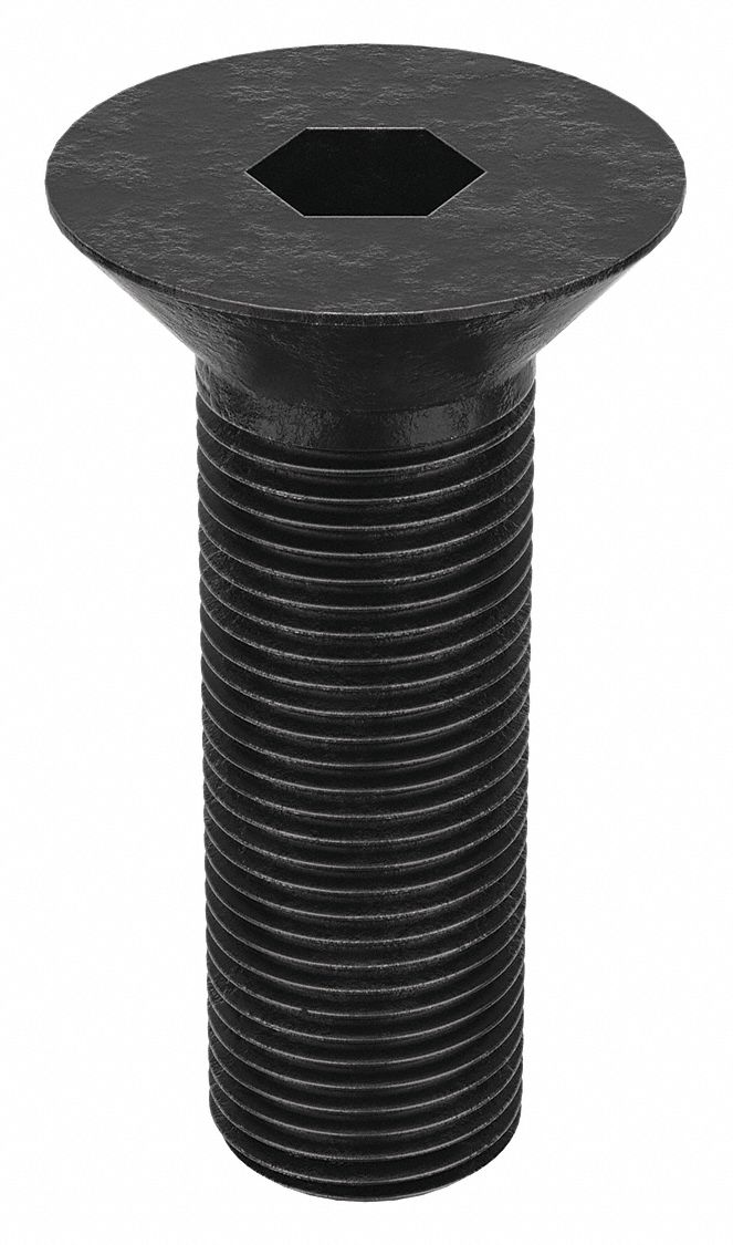 Socket Flat Head Screw: 5/8"-18 Thread Size, 1 3/4 in Lg, Flat, Black Oxide, Alloy Steel, 10 PK