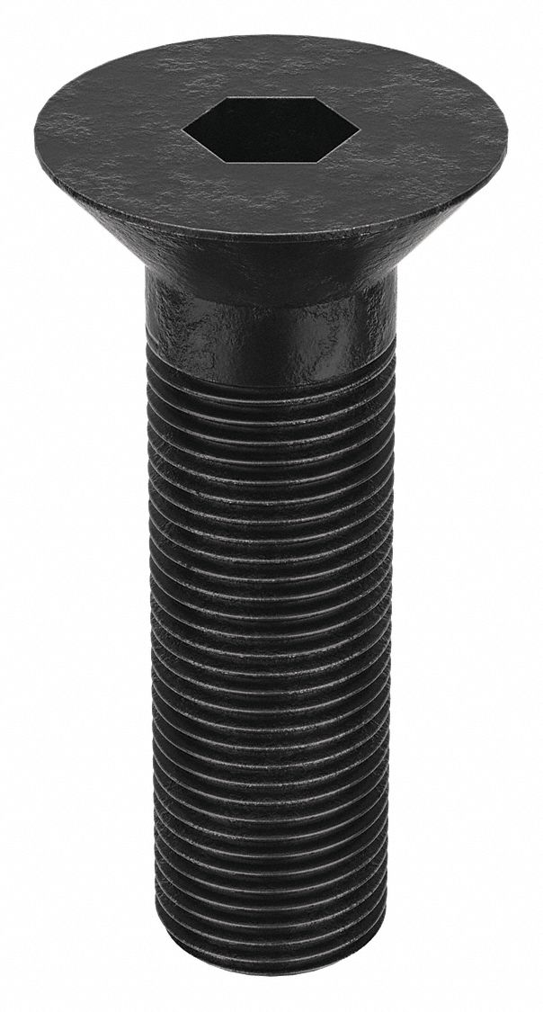 Socket Flat Head Screw: 5/8"-18 Thread Size, 2 in Lg, Flat, Black Oxide, Alloy Steel, 5 PK