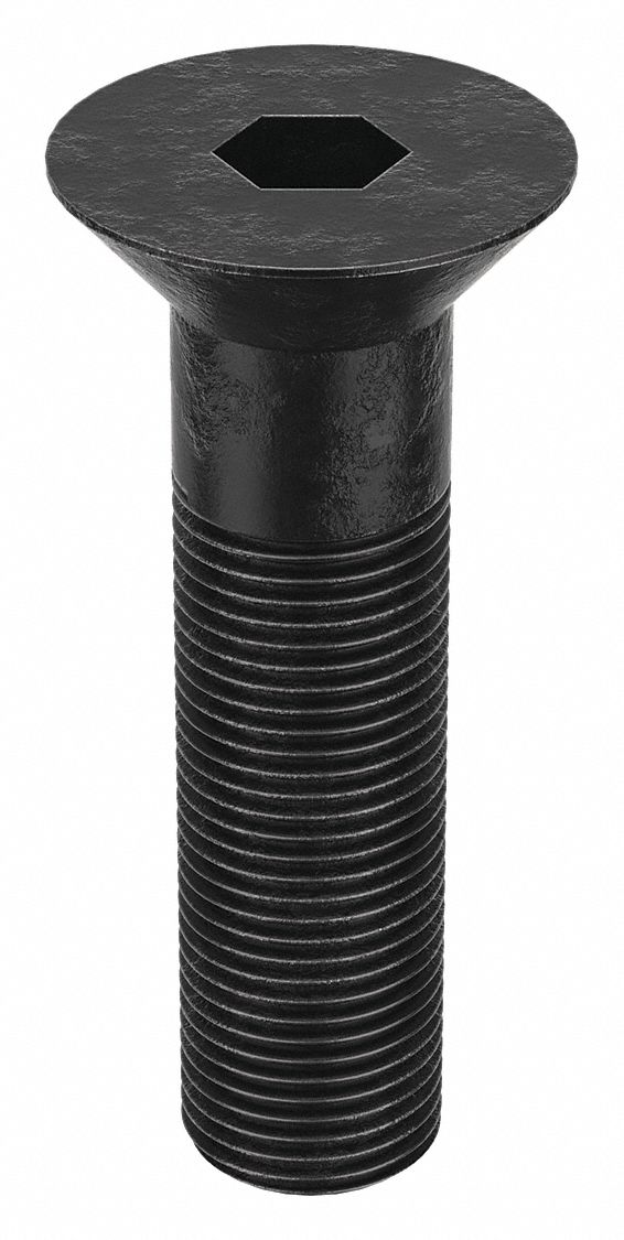 Socket Flat Head Screw: 5/8"-18 Thread Size, 2 1/4 in Lg, Flat, Black Oxide, Alloy Steel, 5 PK