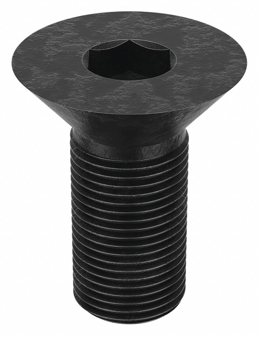 Socket Flat Head Screw: 3/4"-16 Thread Size, 1 3/4 in Lg, Flat, Black Oxide, Alloy Steel, 5 PK