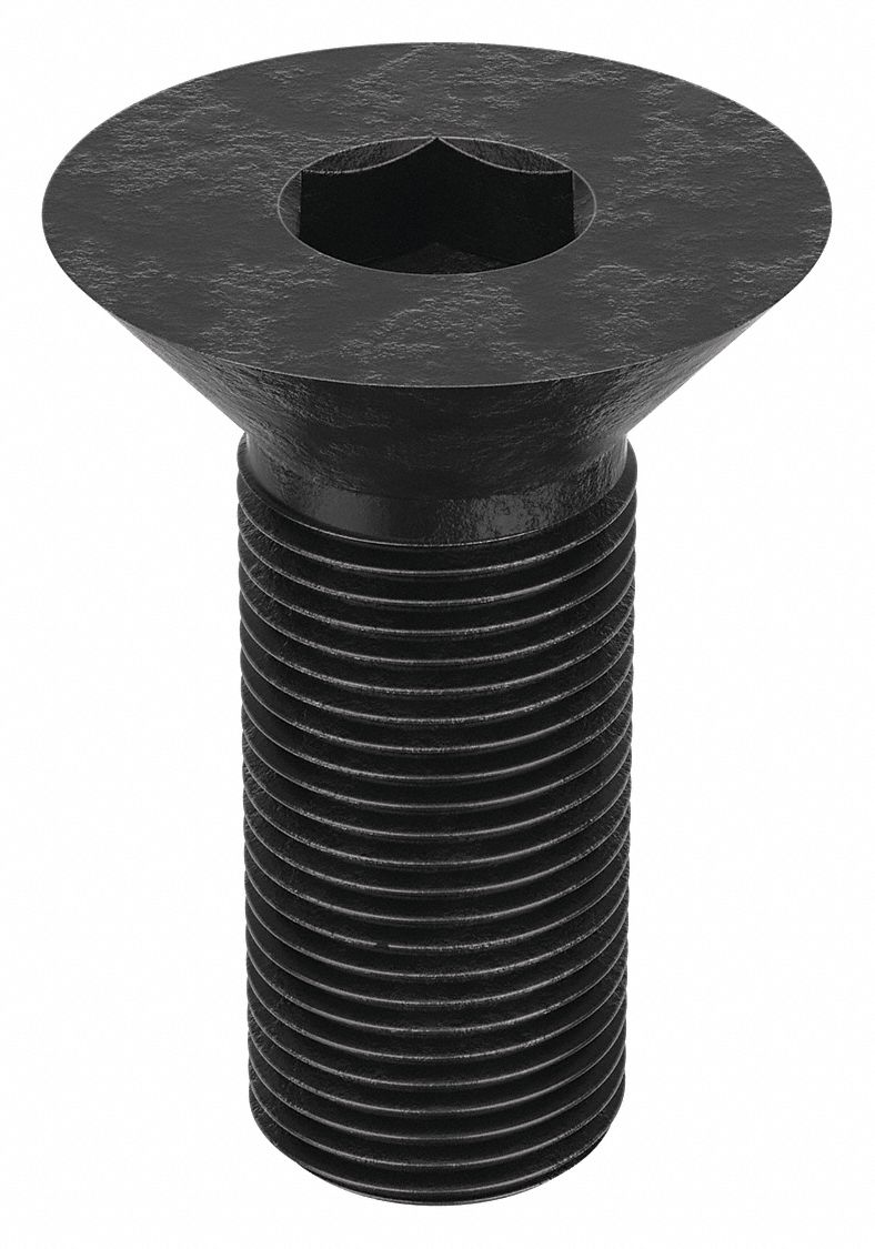 Socket Flat Head Screw: 3/4"-16 Thread Size, 2 in Lg, Flat, Black Oxide, Alloy Steel, 5 PK