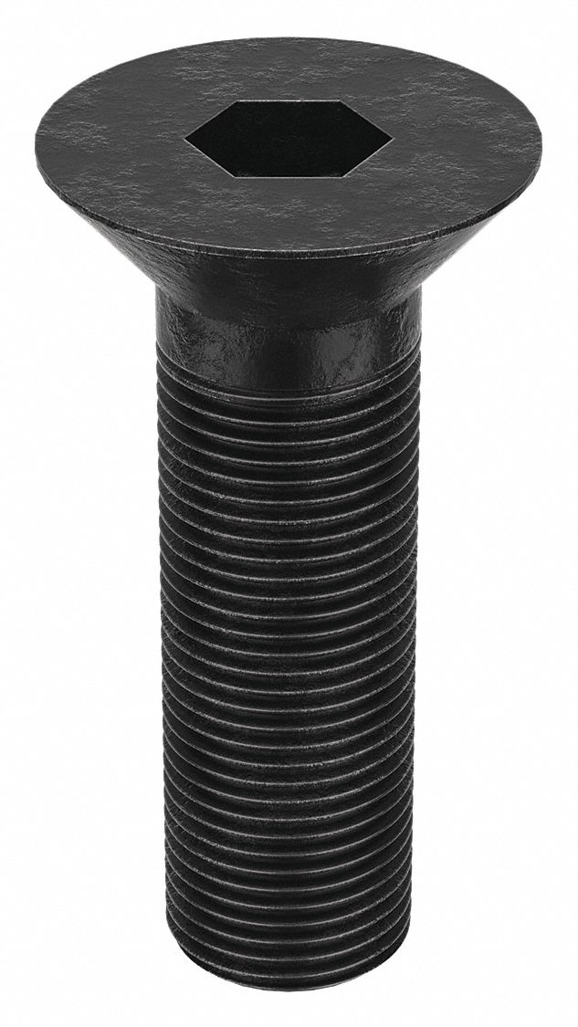 Socket Flat Head Screw: 3/4"-16 Thread Size, 2 1/4 in Lg, Flat, Black Oxide, Alloy Steel, 5 PK