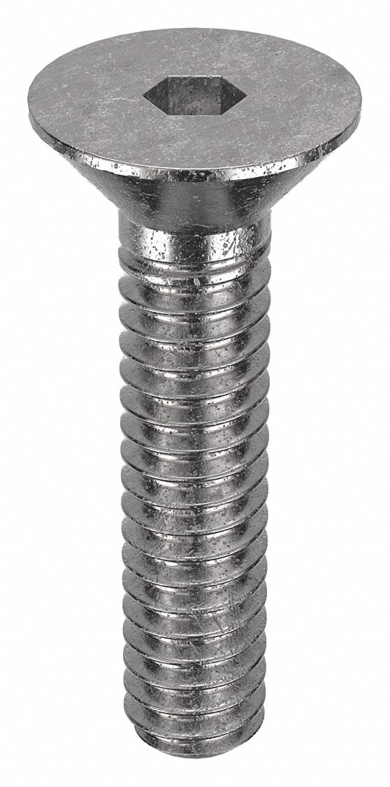 Socket Flat Head Screw: #0-80 Thread Size, 1/4 in Lg, Flat, Plain, Stainless Steel, 18-8, 100 PK