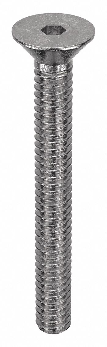 Socket Flat Head Screw: #0-80 Thread Size, 1/2 in Lg, Flat, Plain, Stainless Steel, 18-8, 100 PK