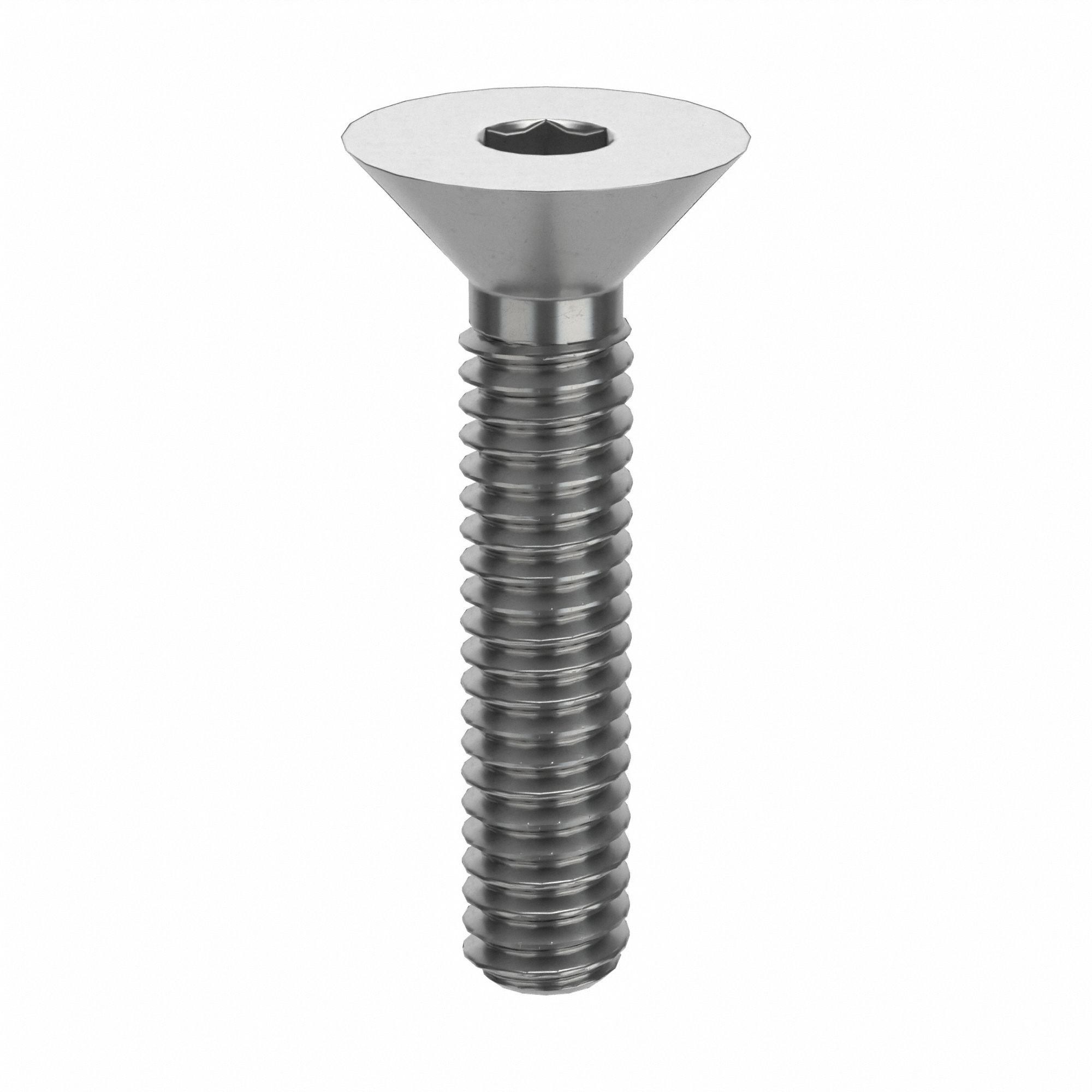 Socket Flat Head Screw: #1-72 Thread Size, 3/8 in Lg, Flat, Plain, Stainless Steel, 18-8, 100 PK