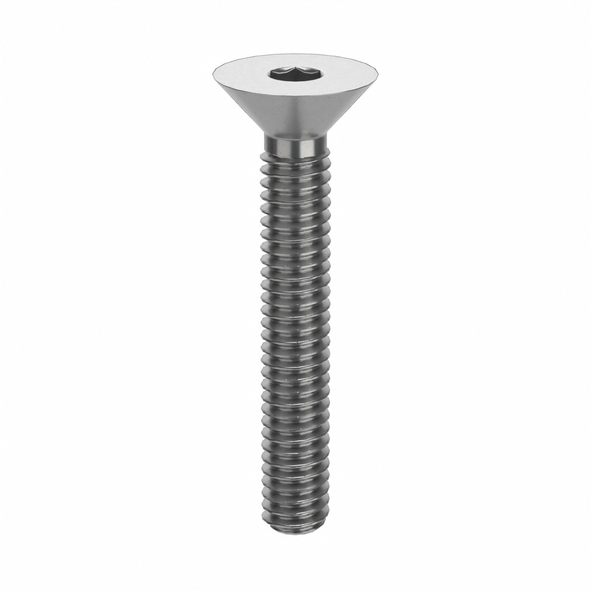 Socket Flat Head Screw: #1-72 Thread Size, 1/2 in Lg, Flat, Plain, Stainless Steel, 18-8, 100 PK