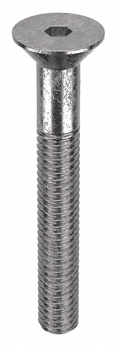 Socket Flat Head Screw: #6-40 Thread Size, 1 in Lg, Flat, Plain, Stainless Steel, 18-8, 100 PK