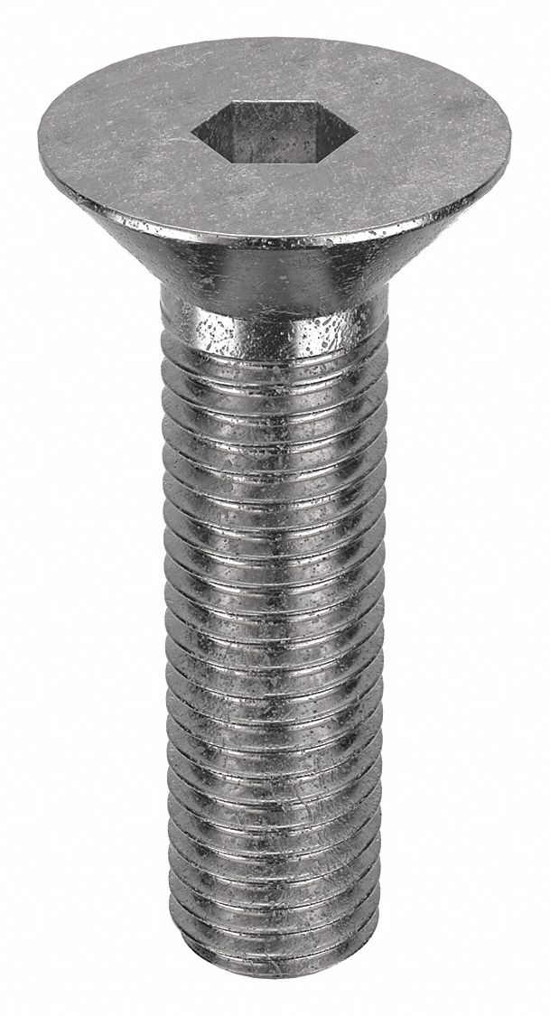 Socket Flat Head Screw: 1/4"-28 Thread Size, 7/8 in Lg, Flat, Plain, Stainless Steel, 18-8, 100 PK