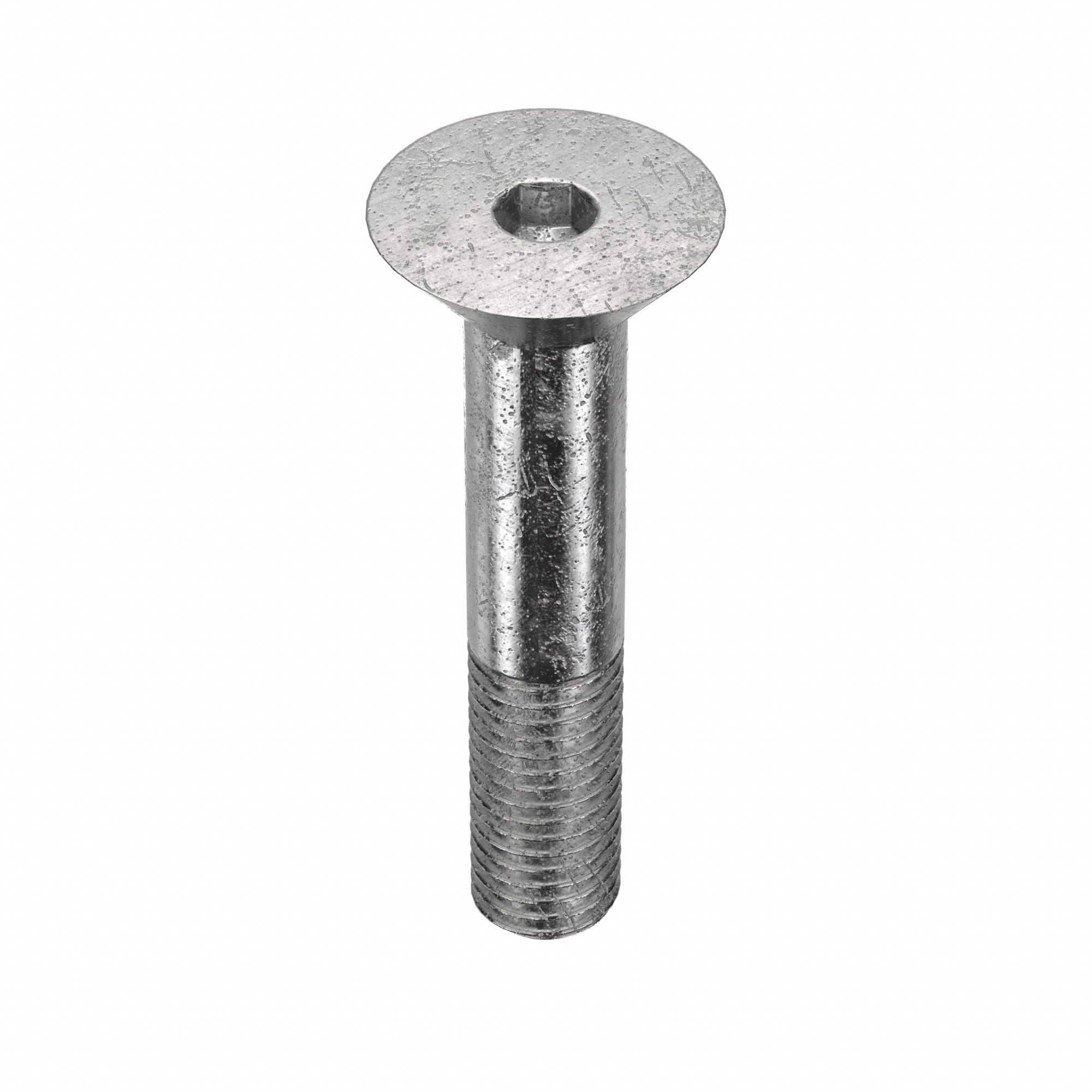 Socket Flat Head Screw: 1/4"-28 Thread Size, 1 1/4 in Lg, Flat, Plain, Stainless Steel, 18-8, 100 PK