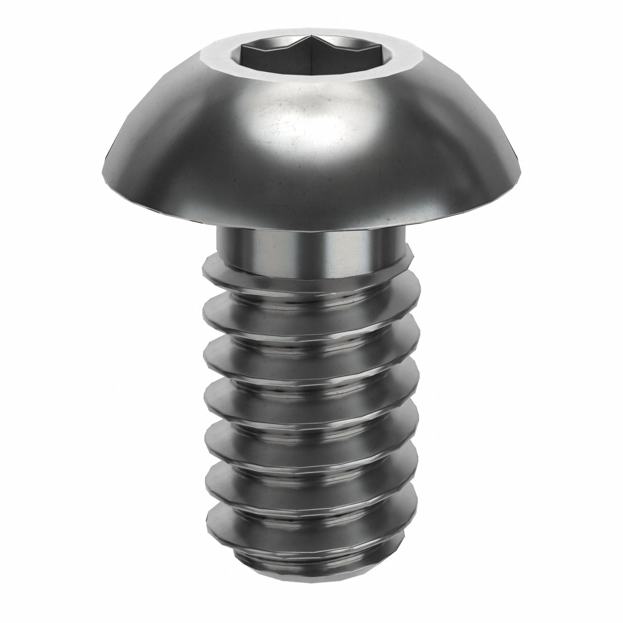 Socket Head Cap Screw: #3-48 Thread Size, 3/16 in Lg, Button, Plain, Stainless Steel, 18-8, 100 PK