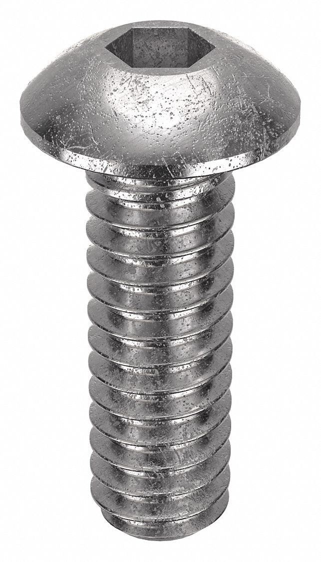 Socket Head Cap Screw: #3-48 Thread Size, 5/16 in Lg, Button, Plain, Stainless Steel, 18-8, 100 PK