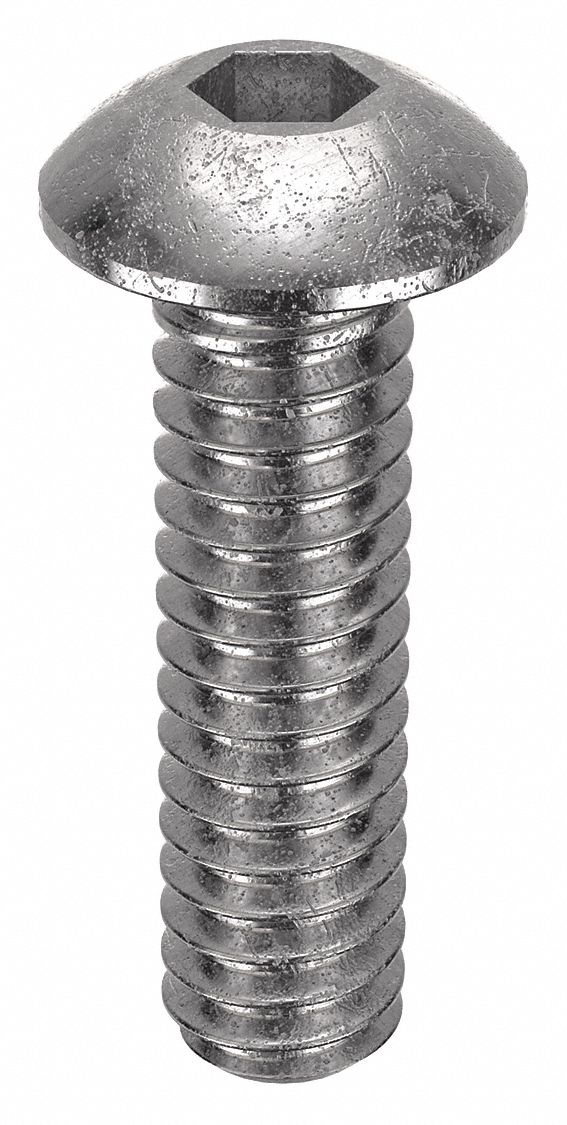Socket Head Cap Screw: #3-48 Thread Size, 3/8 in Lg, Button, Plain, Stainless Steel, 18-8, 100 PK