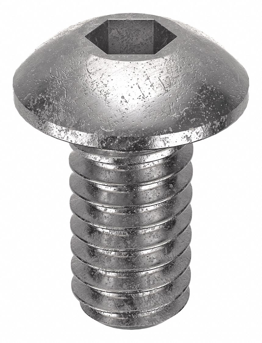 Socket Head Cap Screw: #5-40 Thread Size, 1/4 in Lg, Button, Plain, Stainless Steel, 18-8, 100 PK