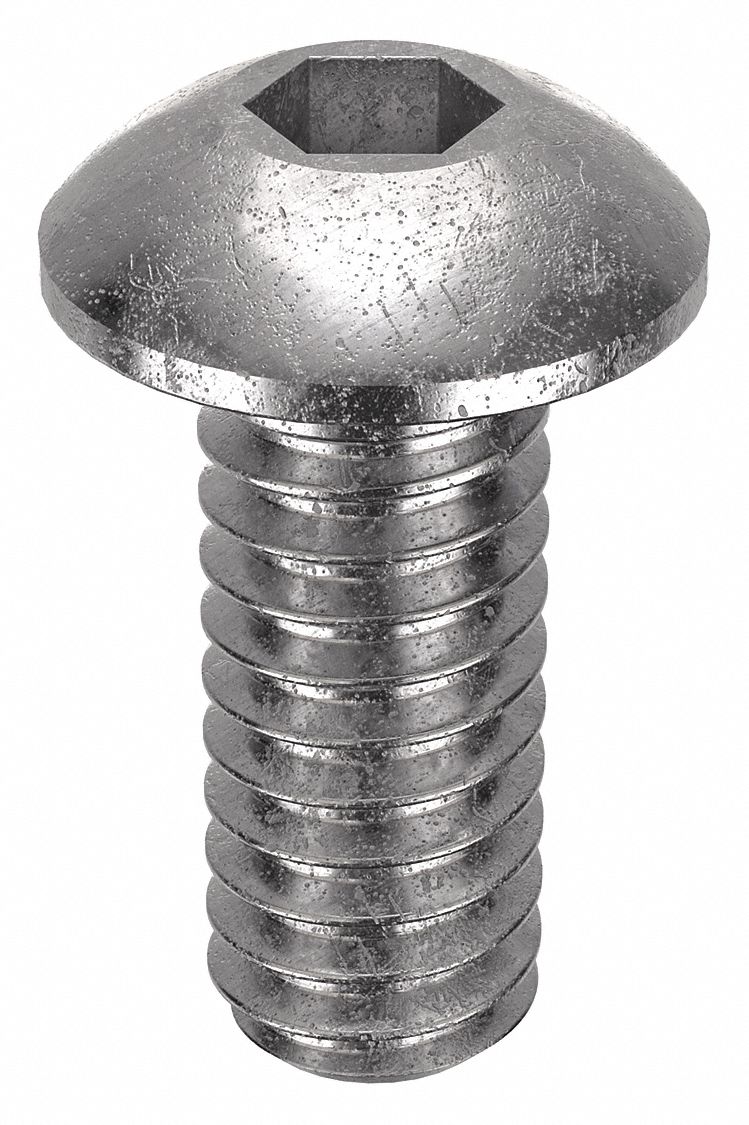 Socket Head Cap Screw: #5-40 Thread Size, 5/16 in Lg, Button, Plain, Stainless Steel, 18-8, 100 PK