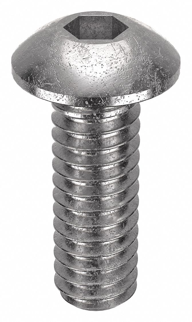 Socket Head Cap Screw: #5-40 Thread Size, 3/8 in Lg, Button, Plain, Stainless Steel, 18-8, 100 PK