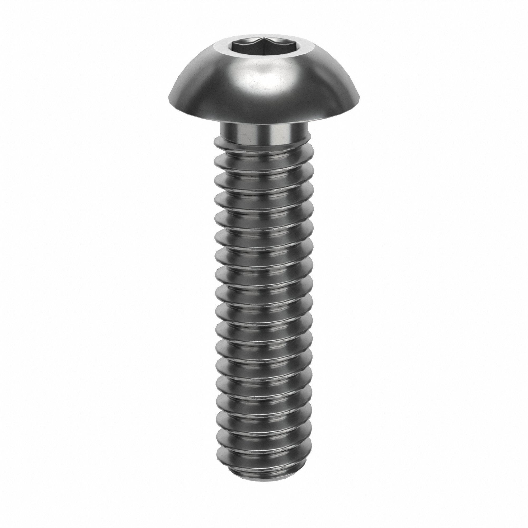 Socket Head Cap Screw: #5-40 Thread Size, 1/2 in Lg, Button, Plain, Stainless Steel, 18-8, 100 PK