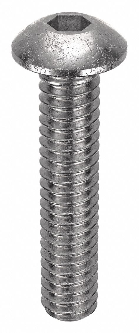 Socket Head Cap Screw: #5-40 Thread Size, 5/8 in Lg, Button, Plain, Stainless Steel, 18-8, 100 PK