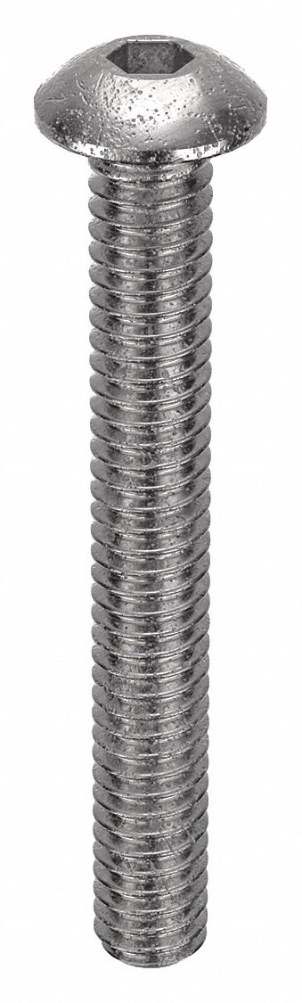 Socket Head Cap Screw: #5-40 Thread Size, 1 in Lg, Button, Plain, Stainless Steel, 18-8, 100 PK